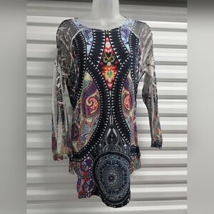 Hype Colorful Geometric Long Sleeve Top